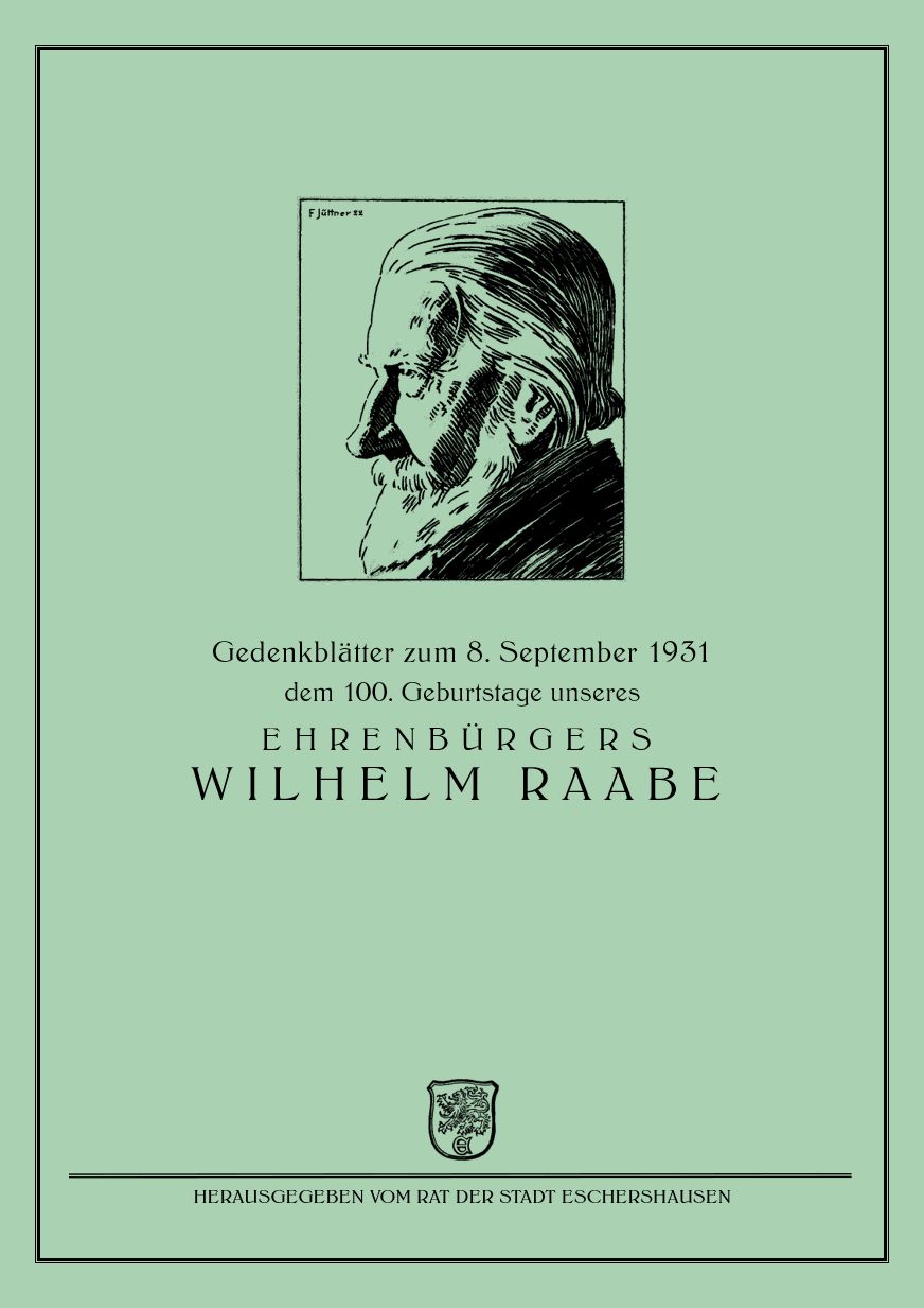 Frontseite der Festausgabe der Eschershäuser Wilhelm-Raabe-Festschrift von 1931